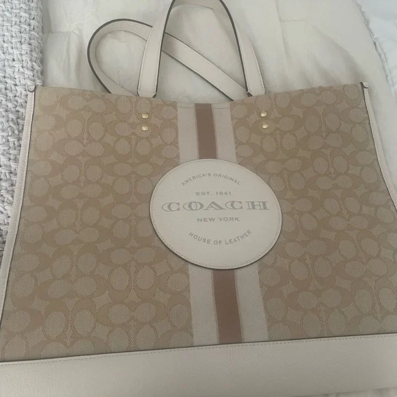 Coach Signature Beige and Cream Tote - Picture 2 of 10